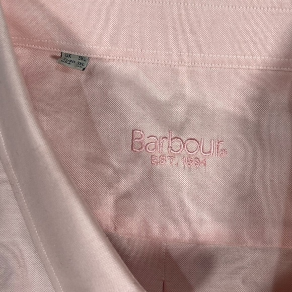 Barbour 3XL UK London Classic Oxford Pink Button Front Shirt Front Logo Shirt - Picture 6 of 10